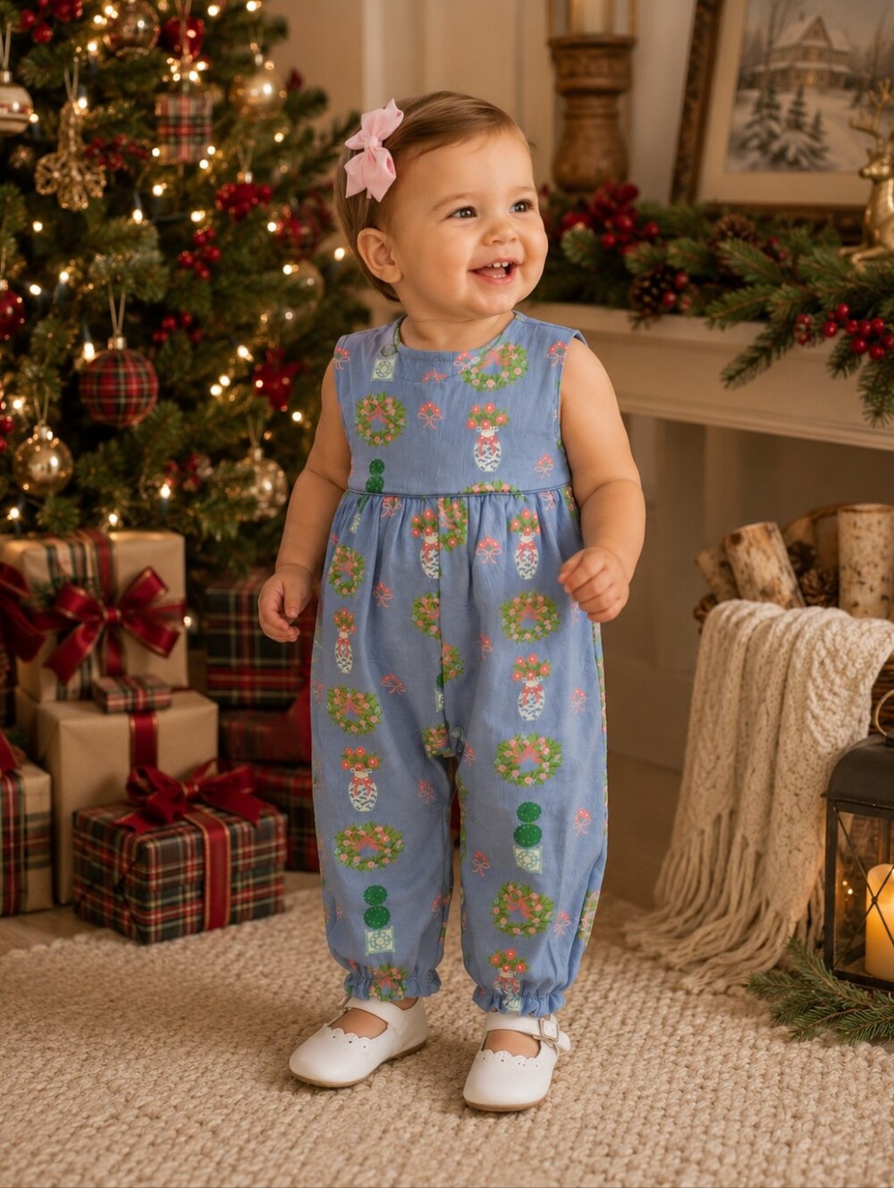 TBBC The Beaufort Bonnet Company Rebecca Romper Topiaries & Tangerines 12-18M